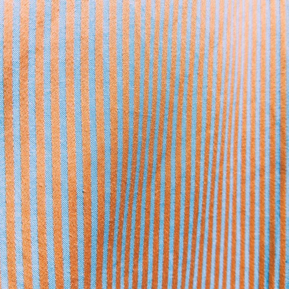 Tommy Hilfiger 80's Two-Ply Cotton Orange/Grey-Blue Striped Button-Down Shirt - Picture 6 of 11